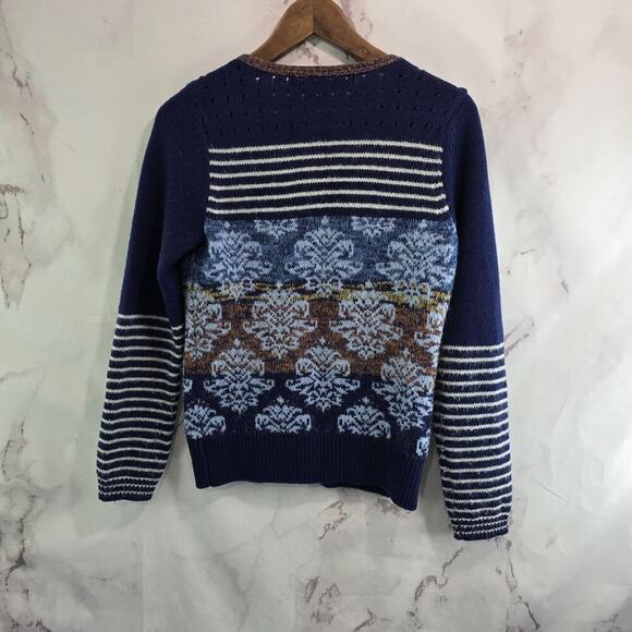 Sparrow Sweater Women Small Blue Arras Cardigan Zip Lambswool Mohair - Picture 5 of 11